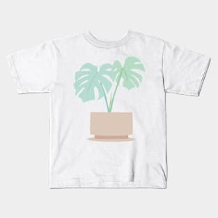 Monstera Deliciosa Houseplant in a terracotta pot - pastel version Kids T-Shirt